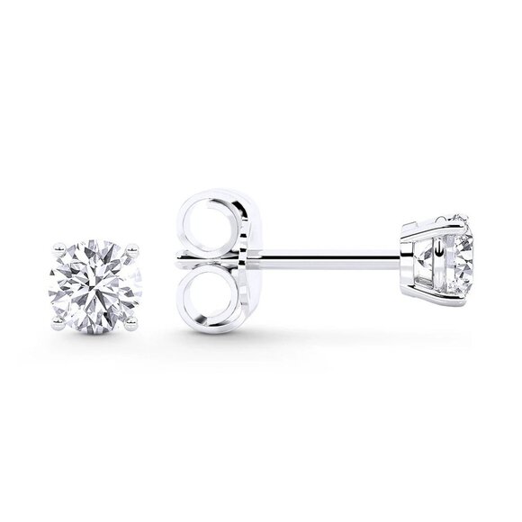 0.25ct Lab Grown Diamond Round Brilliant 4-Prong Stud Earrings in 14k White Gold - Picture 2 of 6